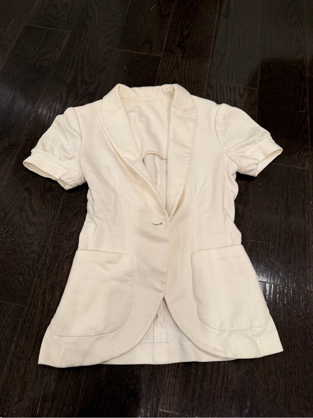 Cream Short Sleeve Blazer Jacket